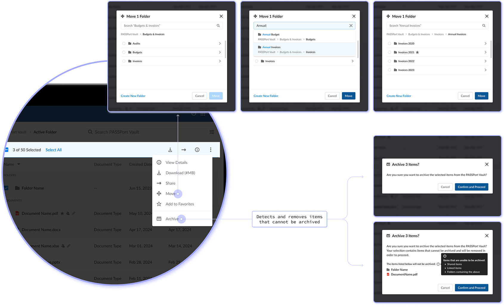 features: moving and archiving